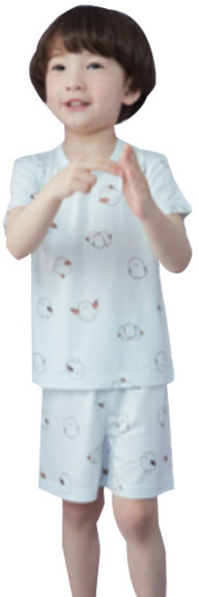 올로미미 아동용 스노우버드 5부 레이온 실내복 세트