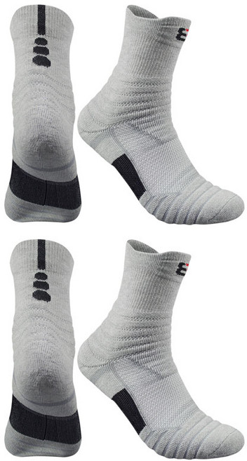 SNF 戶外跑步精英籃球襪 2 腿套組, 03灰色