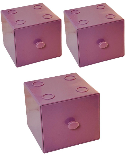 원미닛 탁상용 마카롱 컬러 블록 미니 서랍장 3p, 퍼플, 1단