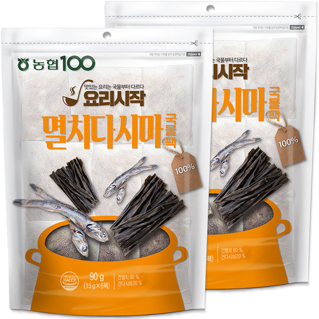 농협100 멸치다시마 국물팩, 15g, 2개