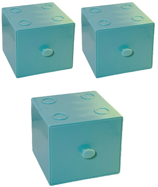 원미닛 탁상용 마카롱 컬러 블록 미니 서랍장 3p, 블루그린, 1단