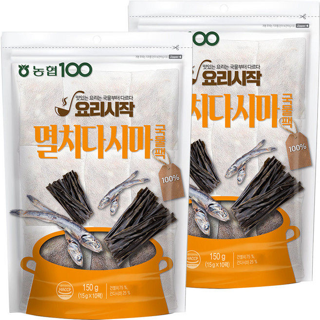 농협100 멸치다시마 국물팩, 150g, 2개