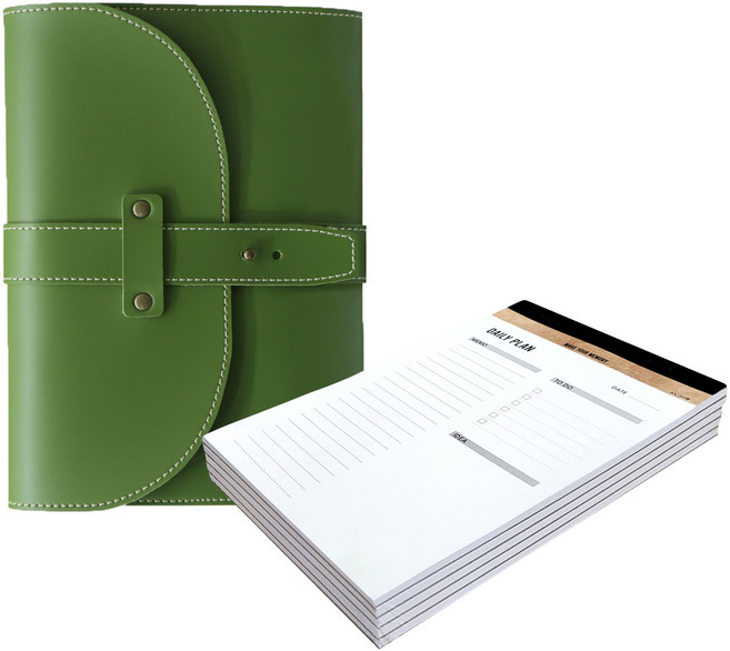 꼼꼬미 엣지 사첼 오거나이저 + 하루계획 절취노트 A5 5p 세트, 올리브 그린(오거나이저), 화이트(하루계획 절취노트), 1세트