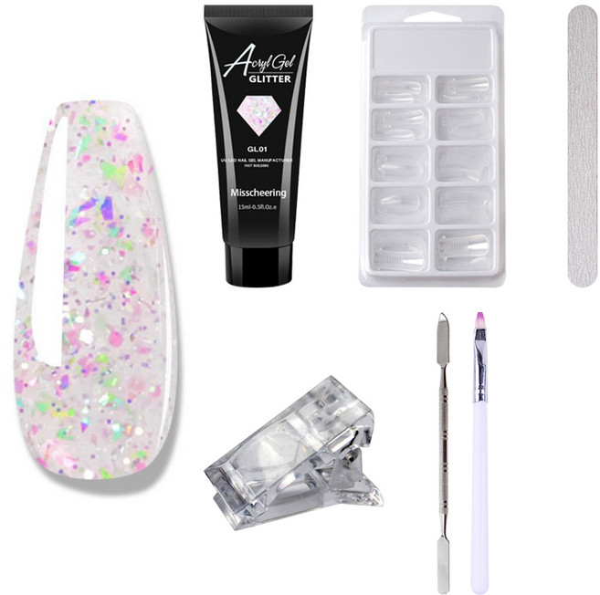 스위스녹스 인조 연장 재료 글리터 폴리젤 네일세트, GL01, 1세트