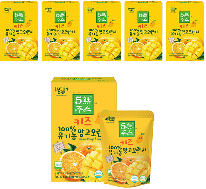 자연원 키즈 100% 유기농 5무주스 망고오렌지, 100ml, 30개