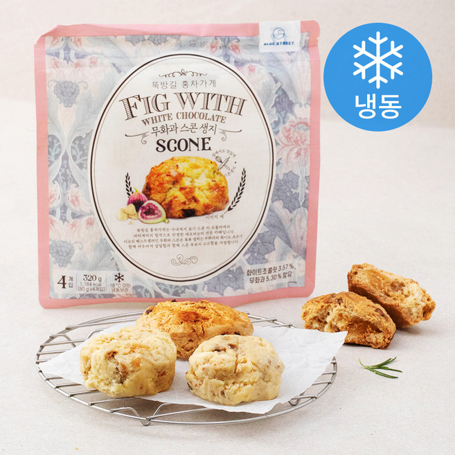 뚝방길홍차가게 무화과 스콘 생지 4개입 (냉동), 80g, 1개