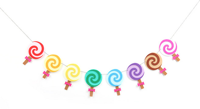 파티해 펠트 롤리팝 가랜드, 레인보우, 1개