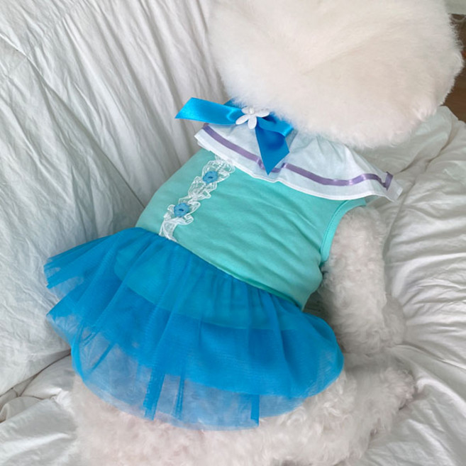 바이담수미 강아지 엔젤 파워 원피스, 블루, 1개