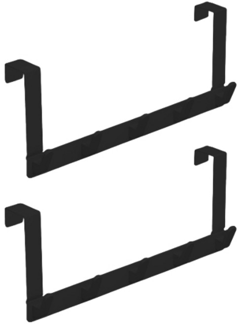 모던 노펀치 도어 후크 5구 18 x 44.5 cm, 블랙, 2개