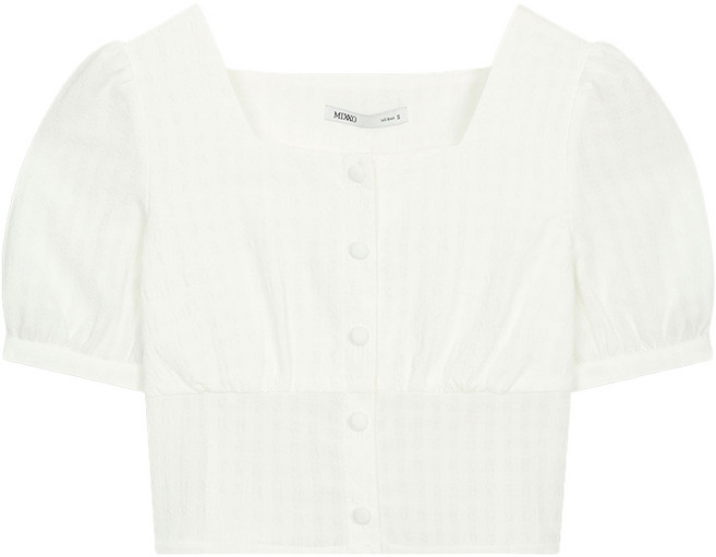 미쏘 스퀘어넥 크롭 기장 디테일 블라우스