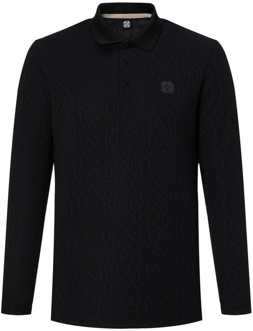 닥스골프 남성용 LONDON LIFE 전판 로고 자가드 소재 긴팔 카라 티셔츠