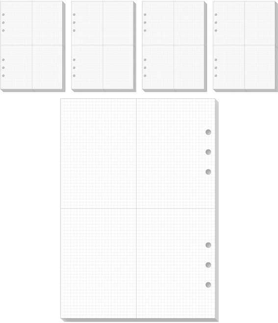 워너디스 A5 6공 기본 리필 속지 모눈 4분할 위클리, 20매, 5세트