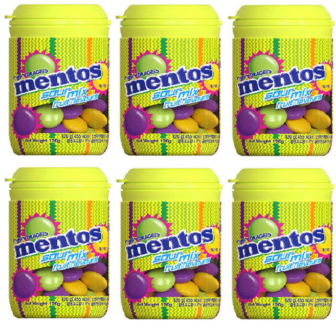 멘토스 사워믹스 바틀, 120g, 6개