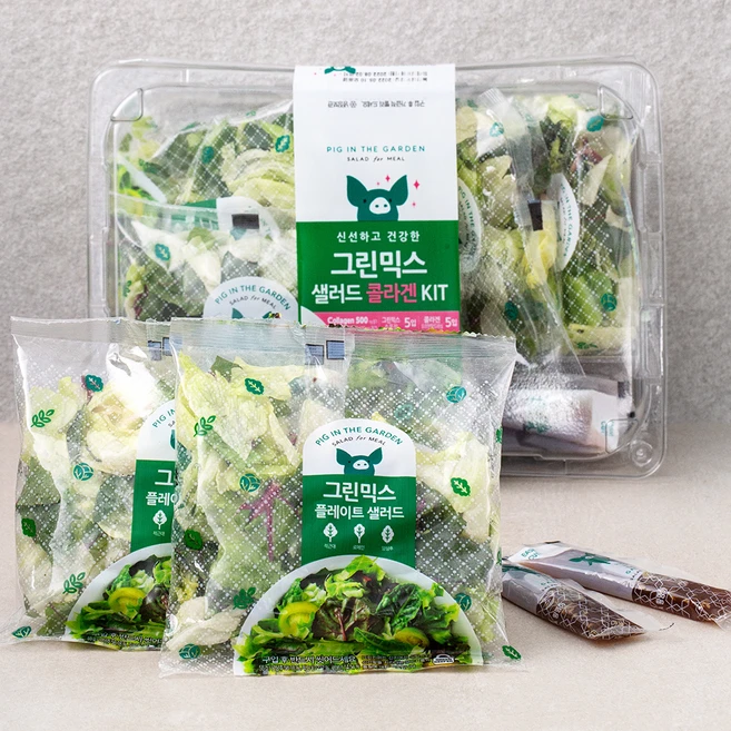 피그인더가든 그린믹스 샐러드 키트 5개입, 1개, 400g - 쿠팡