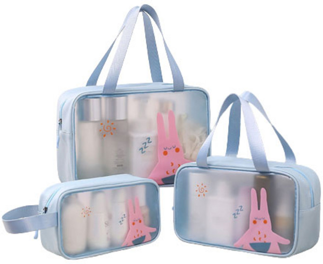 에버하우스 애니멀 반투명 목욕가방 3종 세트, 라이트블루