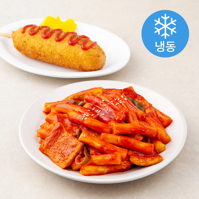 한끼의품격 핫볶이 더블 매콤달콤 떡볶이 2인분 500g + 모짜치즈빅핫도그 120g 세트 (냉동), 620g, 1세트