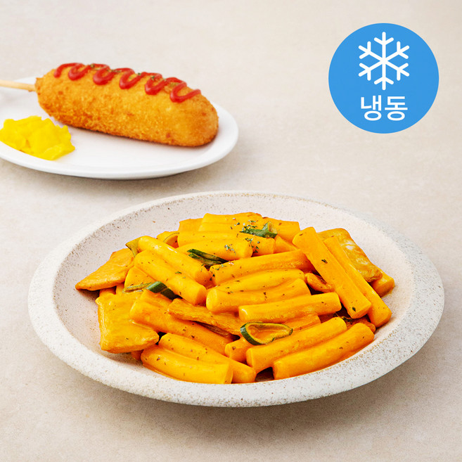 한끼의품격 매콤크림 핫뽁이 더블 떡볶이 2인분 490g + 모짜 치즈 빅 핫도그 120g 세트 (냉동), 610g, 1세트