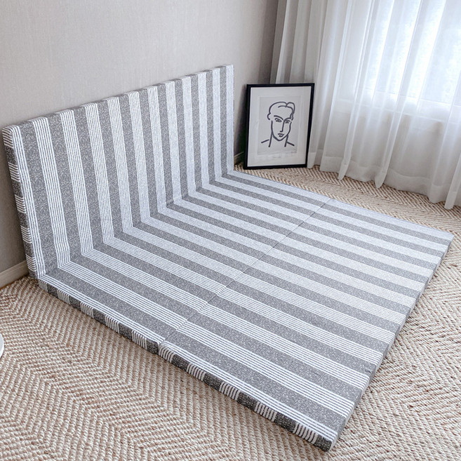 매직베드 3단 접이식 요 매트리스, 라인그레이, 5cm