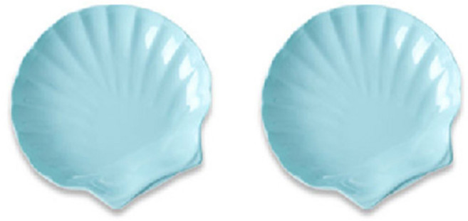 라이스 유아용 덴마크 조개 접시 소, 2개, 하늘색