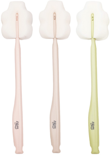 티지엠 스펀지 다용도 솔 3p 세트, 1세트, 올리브 + 코랄핑크 + 밀크티