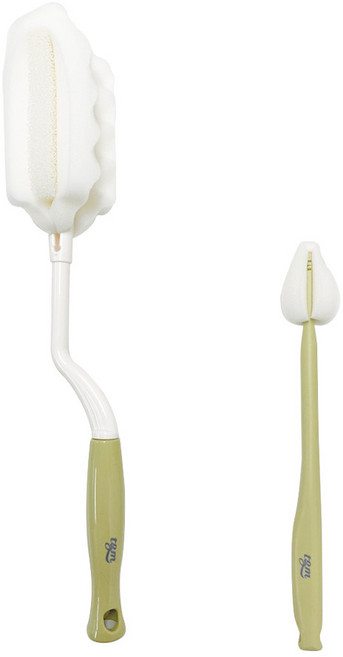 티지엠 스펀지 회전형 젖병솔 + 젖꼭지 솔 세트, 올리브, 1세트