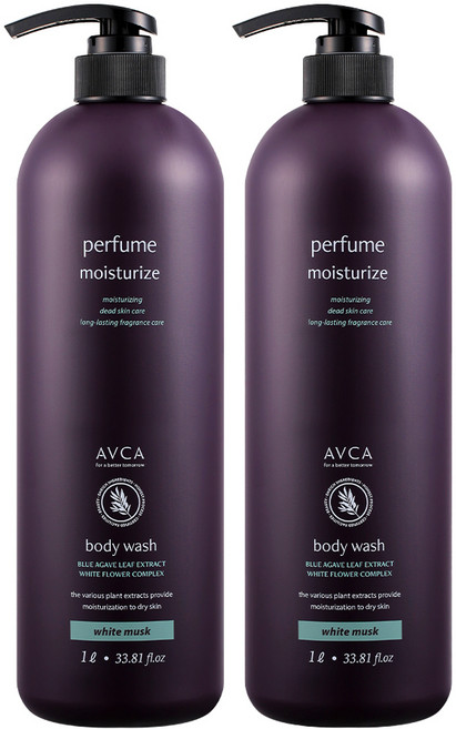 아브카 퍼퓸 바디워시 화이트 머스크향, 1L, 2개
