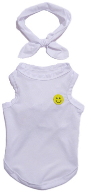 도기스타 스마일 강아지 쿨조끼+스카프세트 대형견 중형견 소형견 여름 옷, 화이트, 1개