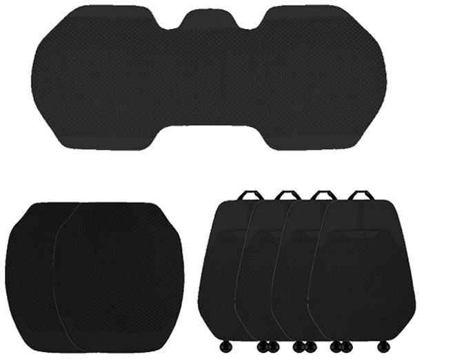 순잠 에어 쿨링 자동차 앞좌석용 1인 방석 2p + 뒷좌석 방석 + 앞좌석용 등받이 2p + 뒷좌석용 등받이 2p 세트, 블랙, 1세트