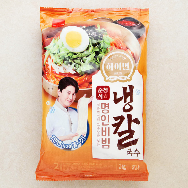 삼립 하이면 명인 비빔 냉칼국수 2인분, 1개, 490g