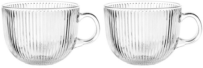 애스크제이 심플 라인 시리얼 머그컵 480ml, 투명, 2개