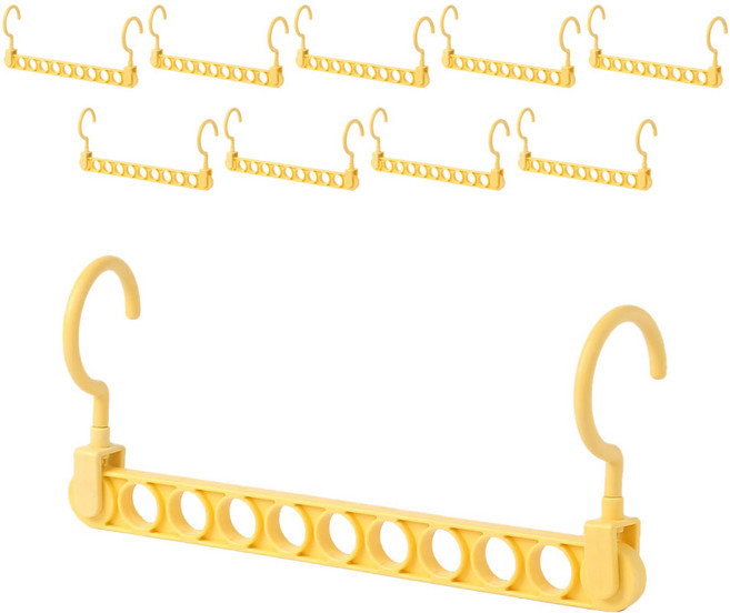 더풀문 가로세로 공간활용 9구 옷걸이, 10개, 옐로우