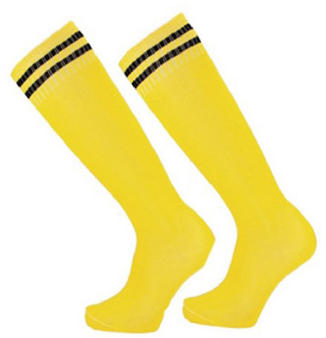 씨에스소울 스포츠 남자 축구 양말, 옐로우 + 블랙줄, 1개