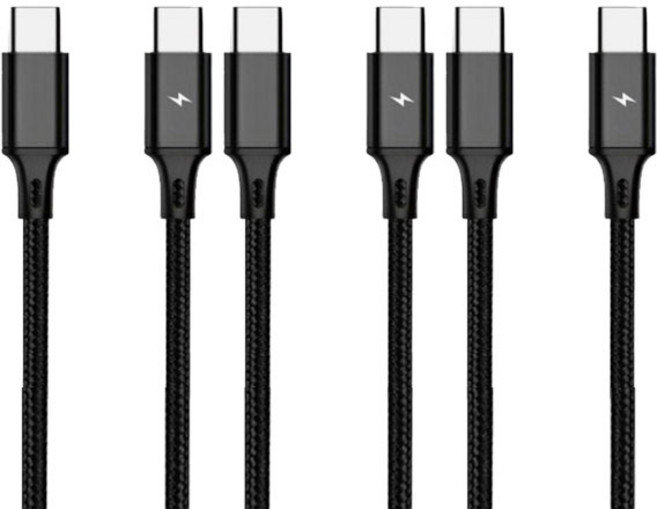 헬로젬 C to C PD 고속 충전 케이블 60W 60cm + 1.2m + 2m 3종 세트, BLACK, 1개