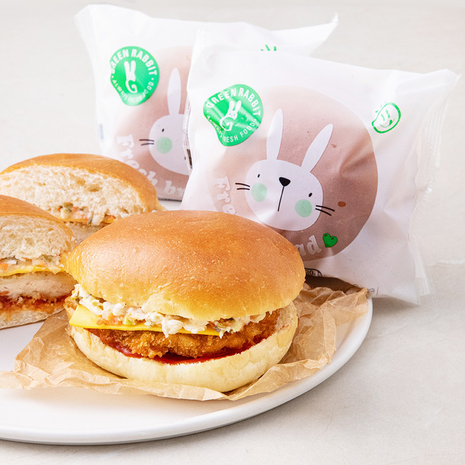 그린래빗 통살치킨 번, 169g, 3개