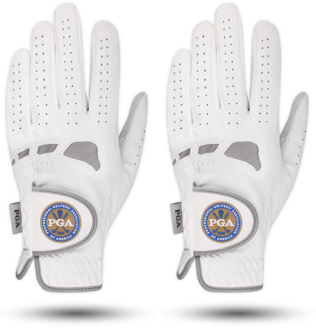 PGA투어 남성용 양피 골프 장갑 2104F 왼손용, 화이트, 2개