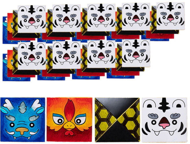 민화샵 사방신 전통딱지 4종 세트, 청룡 + 백호 + 주작 + 현무, 10세트