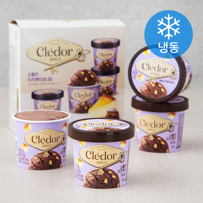 빙그레 끌레도르 쇼콜라치즈케익 미니컵 (냉동), 110ml, 4개입, 1박스