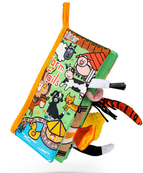 Jollybaby 尋找尾巴 7 種（這是誰的尾巴？） 布玩具 注意力練習 觸覺遊戲 觸覺開發 附件娃娃 推車衣架 新生兒 100 天禮物, 1 農場故事