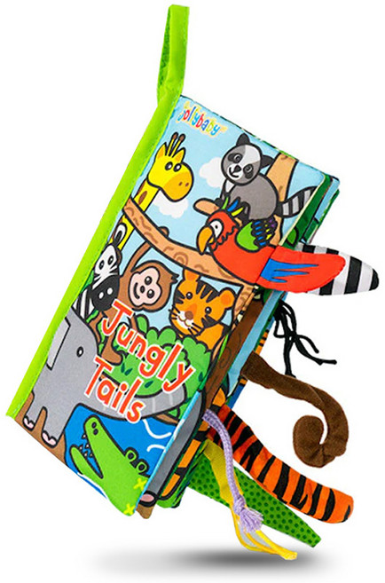 Jollybaby 尋找尾巴 7 種（這是誰的尾巴？） 布玩具 注意力練習 觸覺遊戲 觸覺開發 附件娃娃 推車衣架 新生兒 100 天禮物, 2 叢林傳說