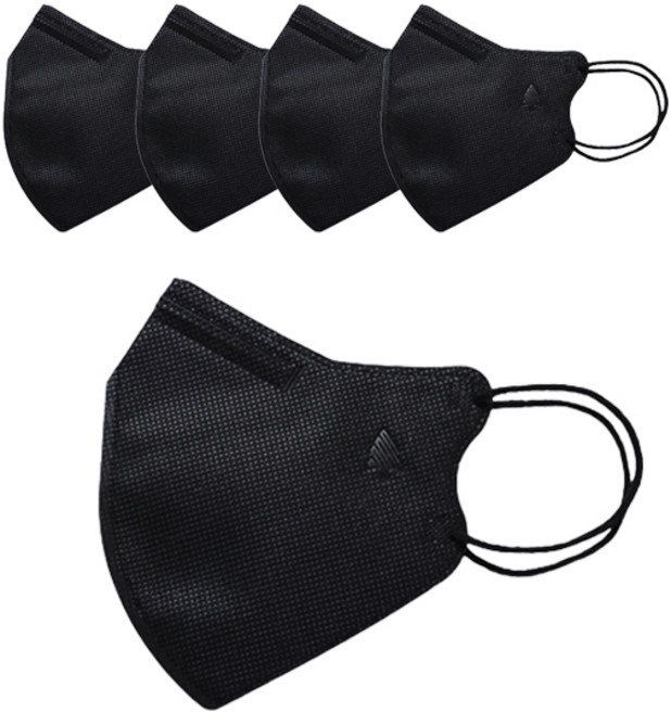 새부리형 호프리미엄 비말차단 마스크 KF-AD, 5개입, 1개, 퓨어블랙