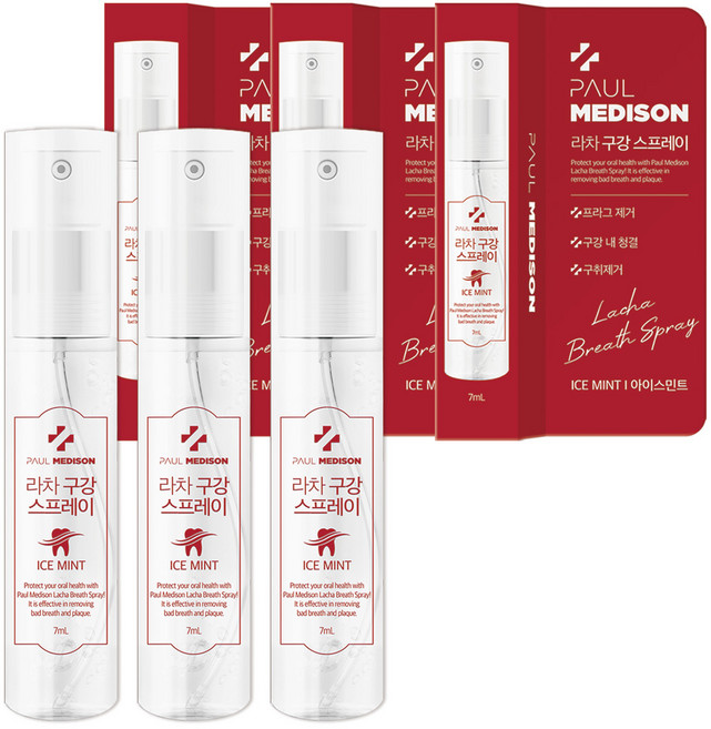 폴메디슨 무색소 라차 구강 스프레이 민트향, 3개, 7ml