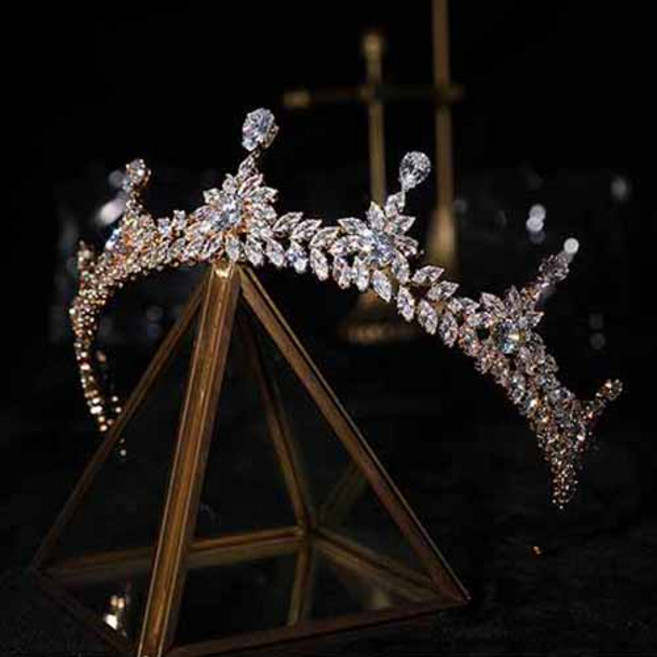 비즈꽃 포인트 셀프웨딩 티아라 cxz008, 화이트, 1개