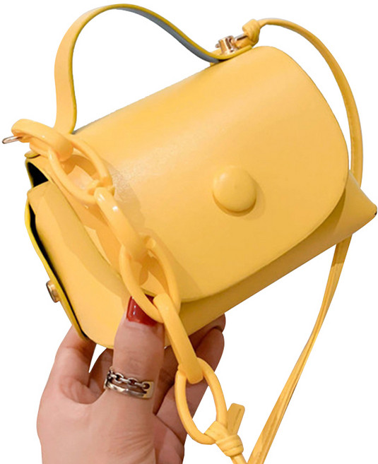 미니맥시 미니스퀘어 카메라 핸드백, 레몬크림, 1개