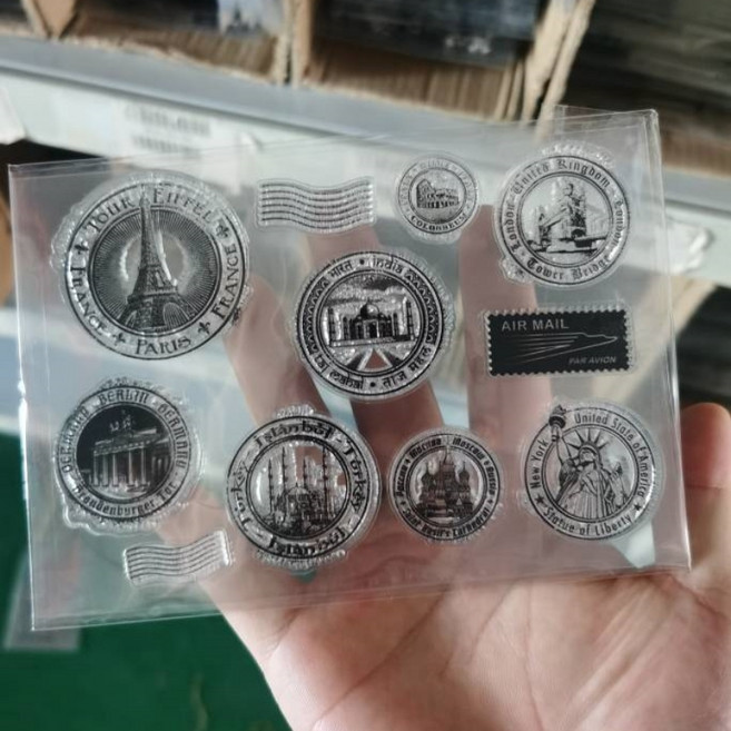 예스몰 빈티지 투명 실리콘 우편 도장, 1개