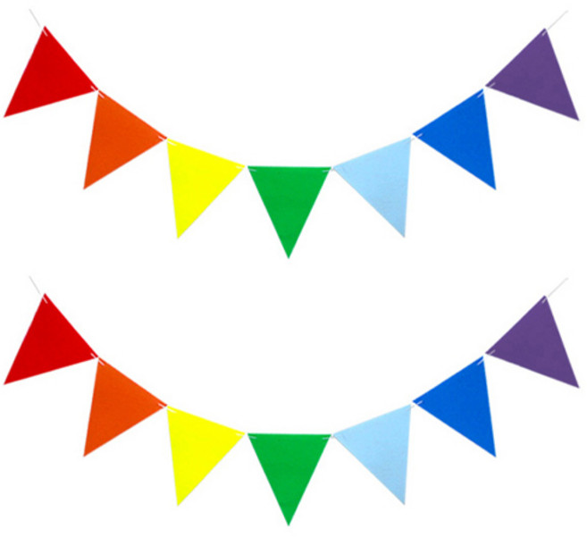 彩虹三角派對毛氈掛旗, 2個, 混合色