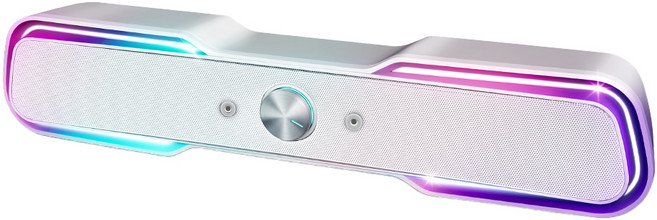로이체 2채널 멀티미디어 RGB 레인보우 LED 게이밍 사운드바 스피커, RSB-G5000, 화이트에디션