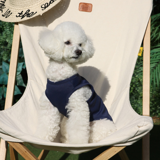 에이미러브즈펫 강아지 민소매 티셔츠, 네이비, 1개