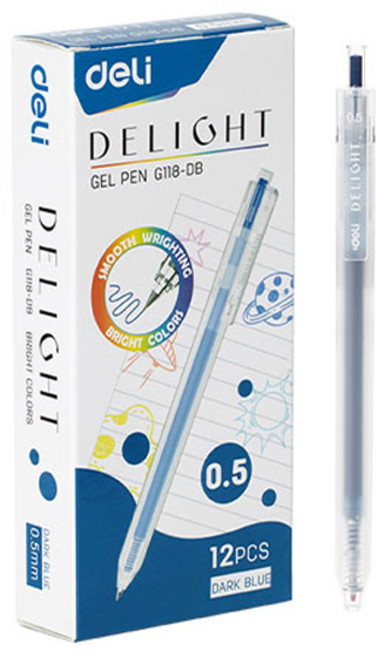 델리 델라이트 퀵드라이 노크식 젤잉크펜 0.5mm EG118, 다크블루, 12개