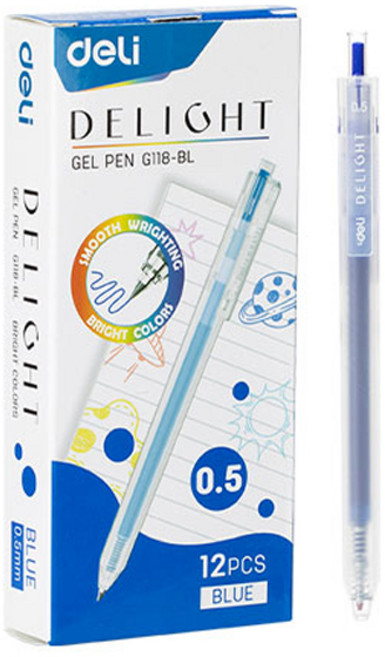 델리 델라이트 퀵드라이 노크식 젤잉크펜 0.5mm EG118, 블루, 12개