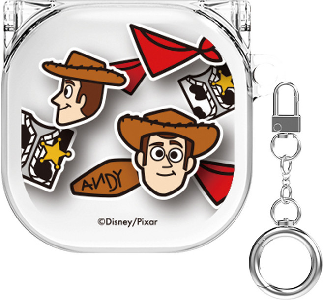 TOY STORY 玩具總動員 Galaxy Buds 2/Pro/Live貼紙透明保護殼+鑰匙圈, 胡迪, 單一商品